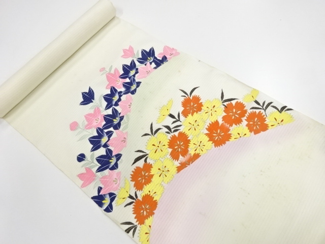 JAPANESE KIMONO / ANTIQUE BOLT FOR SUMMER NAGOYA OBI / WOVEN FLOWER